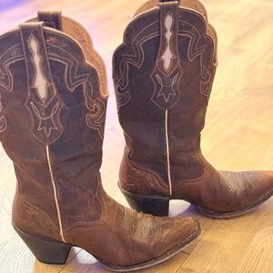 J.B. Dillon Brown Leather Western Heeled Boots, cowgirl, Nashville